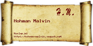 Hohman Malvin névjegykártya